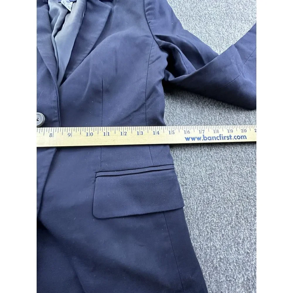 J. Crew Blazer Women's‎ 0 Navy Blue Single-Breasted Suit Jacket Business Career